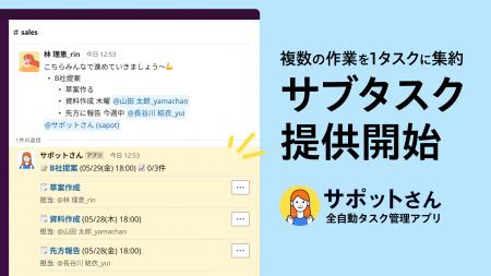 全自動タスク管理アプリ「サポットさん」、新機能「サ 全自動タスク管理アプリ「サポットさん」、新機能「サ