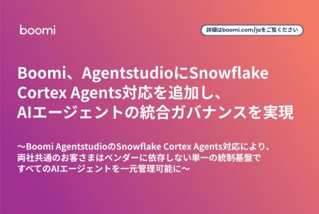 Boomi、AgentstudioにSnowflake Cortex Agents対応を Boomi、AgentstudioにSnowflake Cortex Agents対応を