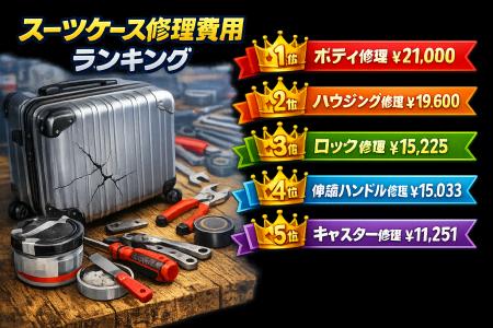 スーツケース修理で最も高額になりやすい部位は? ス スーツケース修理で最も高額になりやすい部位は? ス