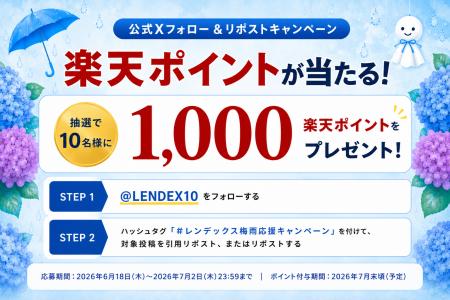 【LENDEX】梅雨の時期も資産運用!「楽天ポイントが当 【LENDEX】梅雨の時期も資産運用!「楽天ポイントが当
