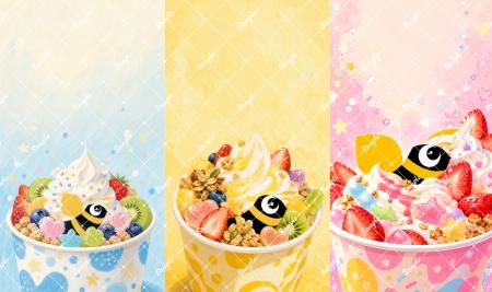 こんびーちゃんのアイスクリーム風デザイン壁紙3種を こんびーちゃんのアイスクリーム風デザイン壁紙3種を