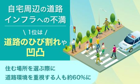 自宅周辺の道路インフラへの不満、1位は「道路のひび 自宅周辺の道路インフラへの不満、1位は「道路のひび
