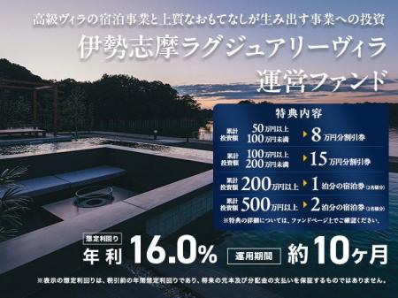 【想定利回り年利16% / 運用期間 約10ヶ月】伊勢志摩 【想定利回り年利16% / 運用期間 約10ヶ月】伊勢志摩