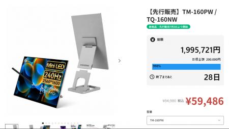 先行販売開始45分で目標金額の約1,000%を達成!ビジ 先行販売開始45分で目標金額の約1,000%を達成!ビジ