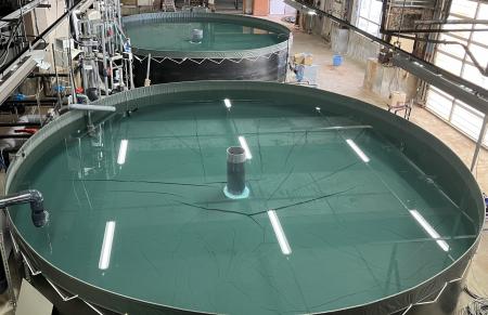 国内初!トラウトサーモン養殖の国産陸上養殖設備 = 国内初!トラウトサーモン養殖の国産陸上養殖設備 =
