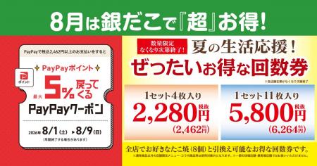 【築地銀だこ】8月1日(土)より「夏の回数券」第2弾 【築地銀だこ】8月1日(土)より「夏の回数券」第2弾