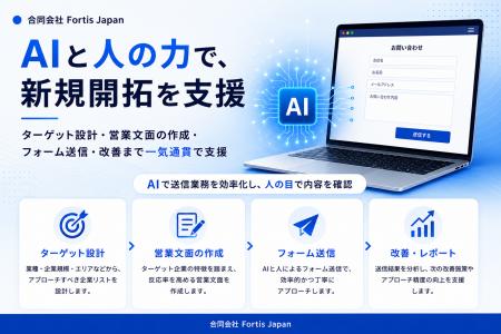 合同会社Fortis Japan、AIと人の力で新規開拓を支援す 合同会社Fortis Japan、AIと人の力で新規開拓を支援す