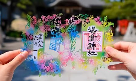 夏限定御朱印を旅の記念に。湯元啄木亭、湯倉神社「切 夏限定御朱印を旅の記念に。湯元啄木亭、湯倉神社「切