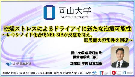 【岡山大学】乾燥ストレスによるドライアイに新たな治 【岡山大学】乾燥ストレスによるドライアイに新たな治