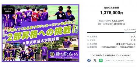 東京学芸大学蹴球部、クラウドファンディング「応援し 東京学芸大学蹴球部、クラウドファンディング「応援し
