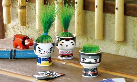 侍・芸者・忍者をモチーフにした芝栽培キット『芝って 侍・芸者・忍者をモチーフにした芝栽培キット『芝って