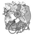 中村佑介氏描き下ろしイラストをぬりえに!直筆サイン 中村佑介氏描き下ろしイラストをぬりえに!直筆サイン