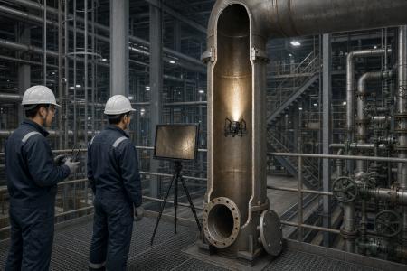 狭所点検ドローン「Rangle」、250A配管の垂直部からエ 狭所点検ドローン「Rangle」、250A配管の垂直部からエ