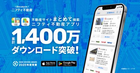 「ニフティ不動産アプリ」累計1,400万ダウンロードを 「ニフティ不動産アプリ」累計1,400万ダウンロードを