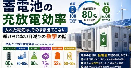 蓄電池の「充放電効率」とは何か――投入した電気がなぜ 蓄電池の「充放電効率」とは何か――投入した電気がなぜ