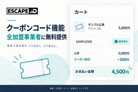 ESCAPE.ID、多機能クーポンコード機能を全加盟事業者 ESCAPE.ID、多機能クーポンコード機能を全加盟事業者