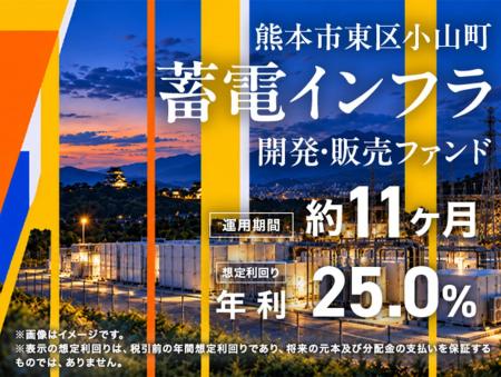【想定年利25%・運用約11ヵ月】系統用蓄電所の開発か 【想定年利25%・運用約11ヵ月】系統用蓄電所の開発か