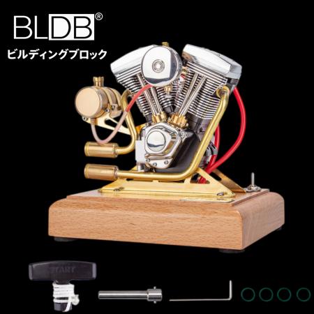 4.2cc Vツインを、木製ベースの上で始動。BLDB、実動 4.2cc Vツインを、木製ベースの上で始動。BLDB、実動