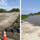 透気防水シート「ブリーザブルシート」河川復旧工事で